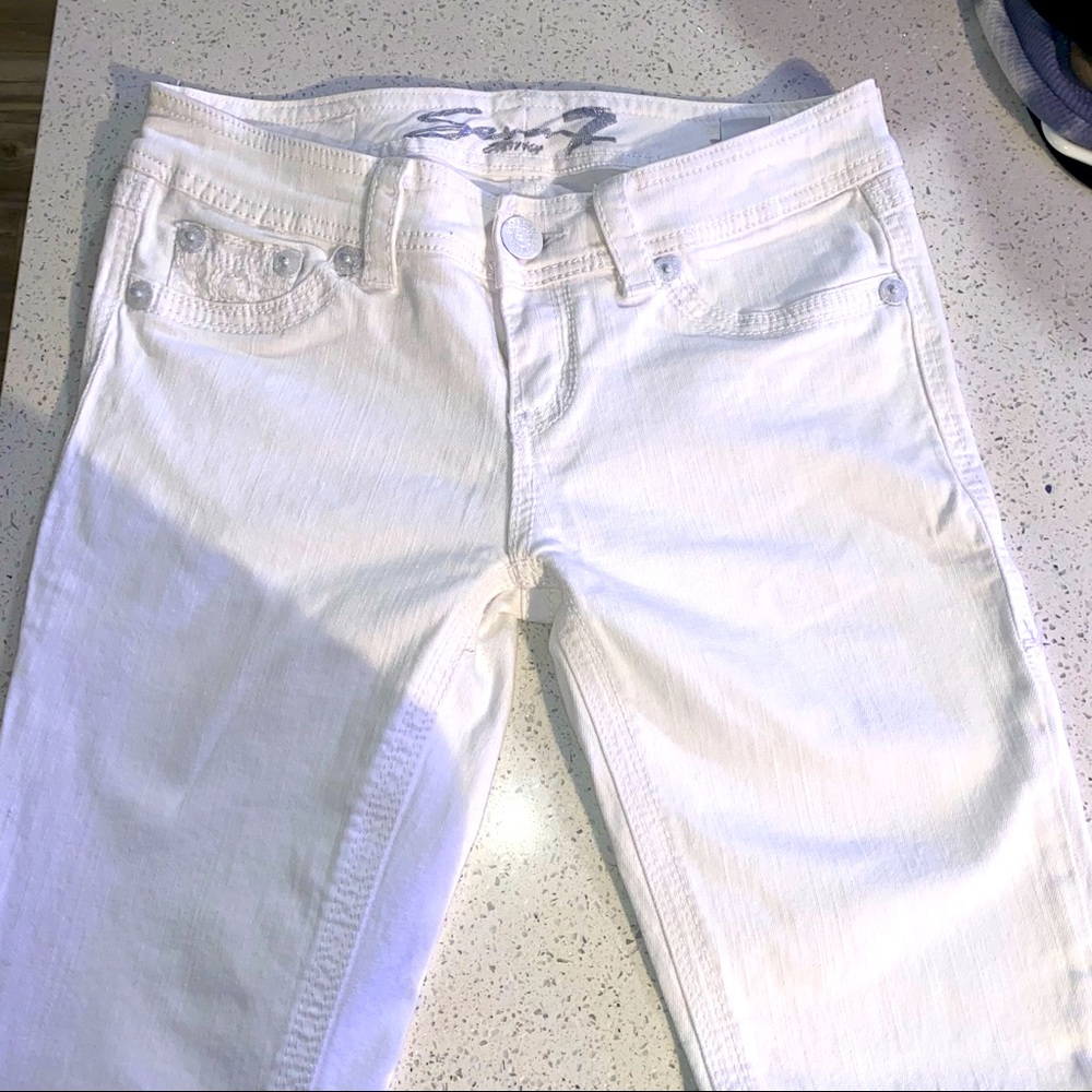 Seven white denim skinny jeans